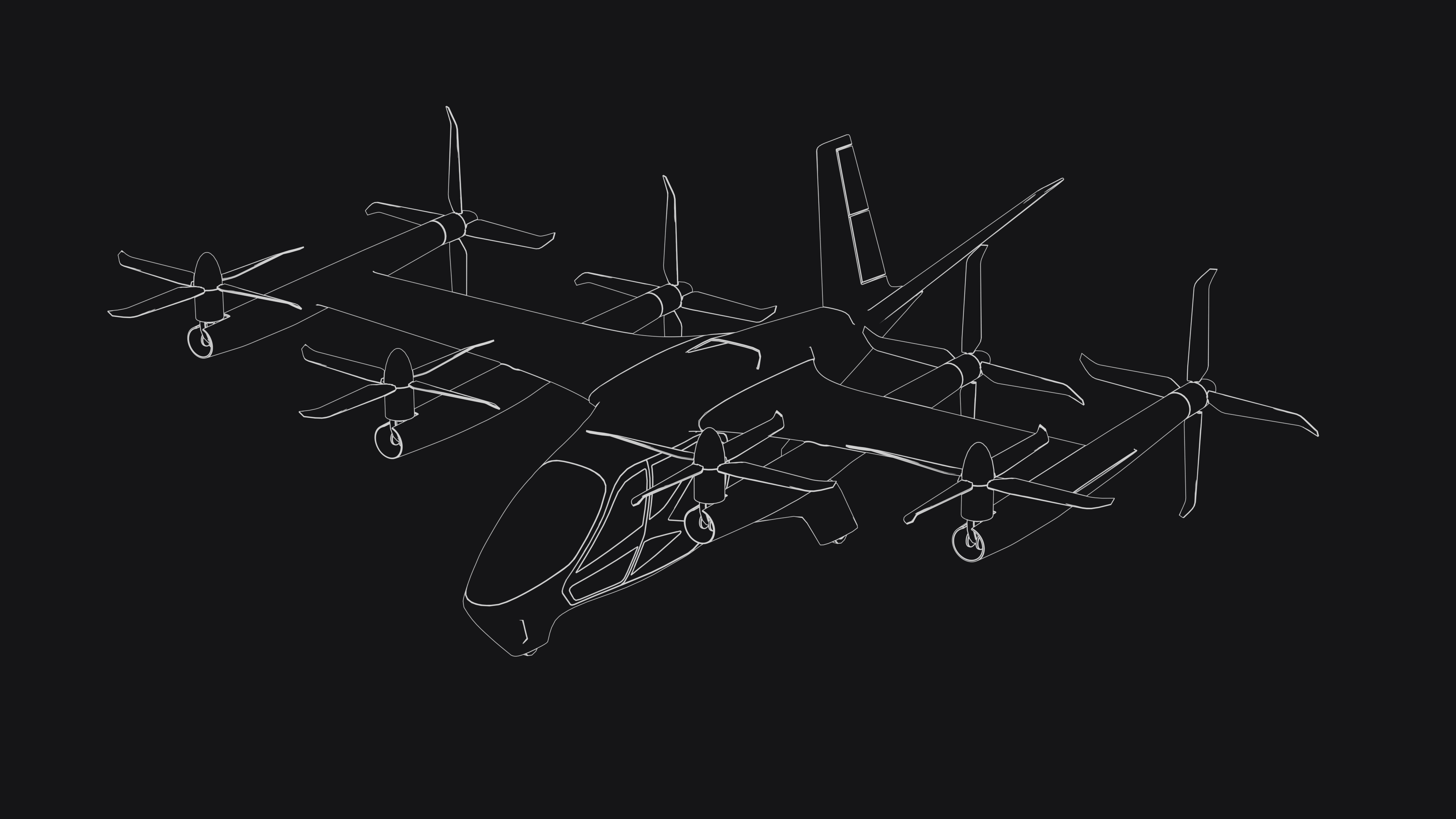 Line-art rendering of a complete aircraft